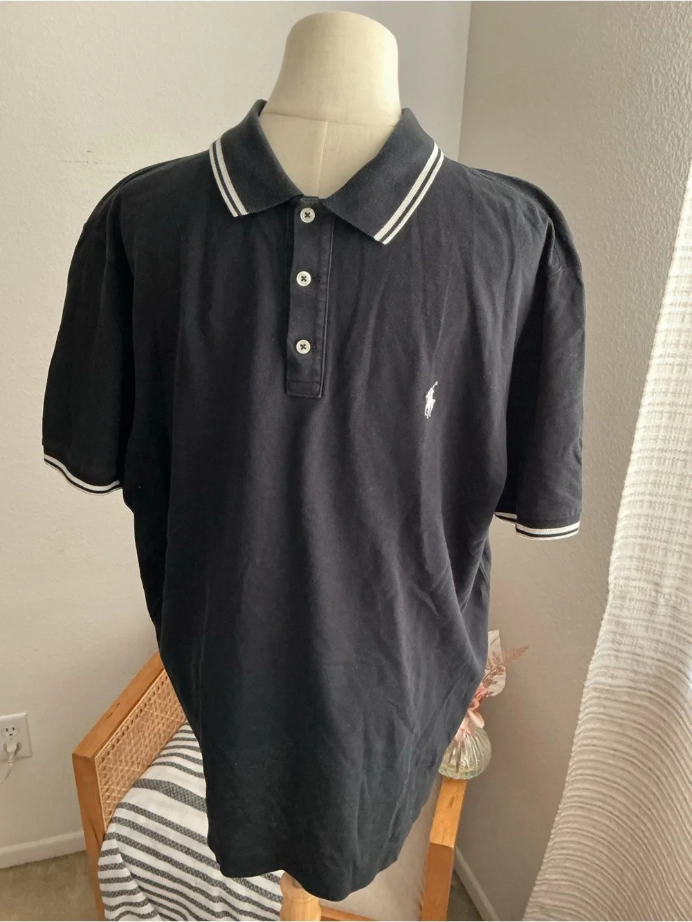 Ralph Lauren Black Polo Shirt with White Trim